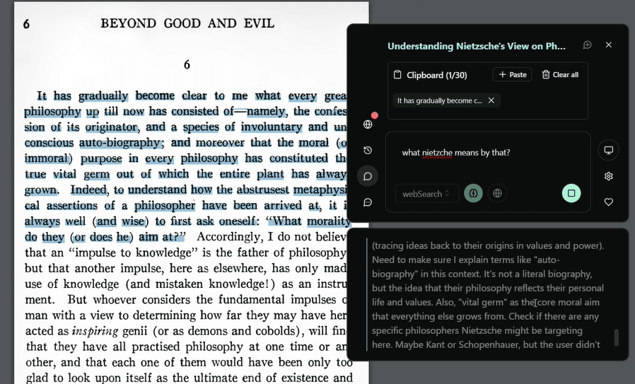 Quick-GPT analyzing Nietzsche's Beyond Good and Evil
